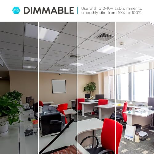 2x2 FT Center Basket LED Troffer Panel Light, 20/30/40W, 3 Color Options 3000K | 4000K | 5000K, Dimmable Drop Ceiling Lights, 2500/3750/5000 Lumens, Damp Rated, 120-277V, Premium (4 Pack) - size: 2X2 Troffer - 4 Pack