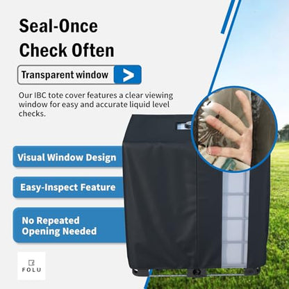IBC Tote Cover, 420D Heavy Duty Waterproof Oxford Fabric for 1000L IBC Container Rain Water Tank Outdoor 275 Gallon Rain Barrel Foil Anti-Dust Cover Sun Protection Anti-UV