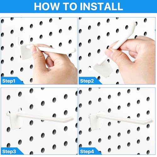 Supkiir 100Pcs Plastic Pegboard Hooks 4" Yellowish, Peg Board Shelving Hooks Suitable for 1/4 and 1/8 Pegboard, Pegboard Accessories for Kitchen Room Garage Office Tools Crafts Store Display