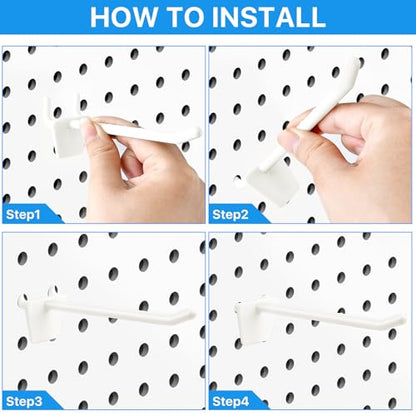 Supkiir 100Pcs Plastic Pegboard Hooks 4" Yellowish, Peg Board Shelving Hooks Suitable for 1/4 and 1/8 Pegboard, Pegboard Accessories for Kitchen Room Garage Office Tools Crafts Store Display