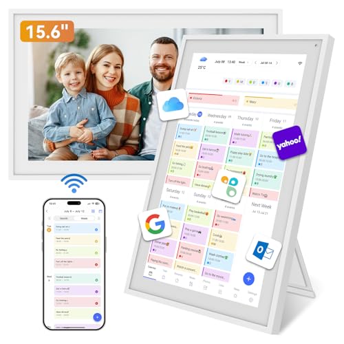 Digital Calendar, 15.6" Smart Wall Touchscreen Interactive Display for Family Schedules, Chore Charts, Achievement Rewards Multi-Phone Two-Way Sync Wall Planner Digital Photo Frame