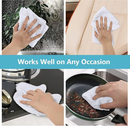 HOMEXCEL 100PK Microfiber Cleaning Cloth, Cleaning Rag for Home, 11.5x11.5 - color: White