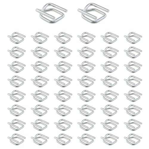 50PCS Strapping Buckle Metal Wire Buckle 1/2 Inch Heavy Duty Galvanised Wire Buckle for Polypropylene Strapping and Cordage and Wire Buckle