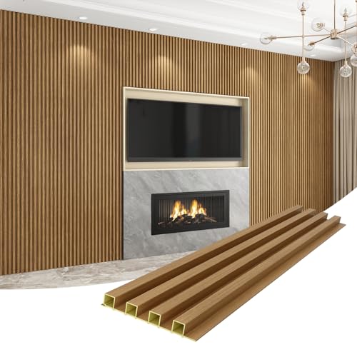 Slat Wall Panel 8-Pack, 108’’x6.1’’, Oak - size: 108’’x6.1’’-Oak