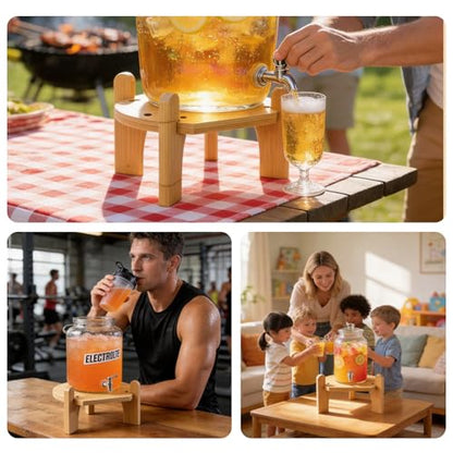 Beverage Dispenser,Water Dispenser and Beverage Dispenser – Bamboo Stand for Countertop, Perfect for Home and Party Use