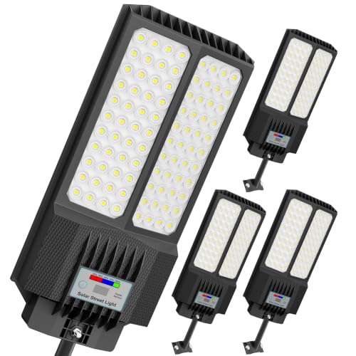 New 7000W Solar Street Light - Commercial Solar Lights Outdoor Waterproof, 200pcs High Brightness LEDs, Solar Parking Lot Lights Dusk to Dawn for Yard Garden with Motion Sensor - 4 Pack - size: L--4Pack