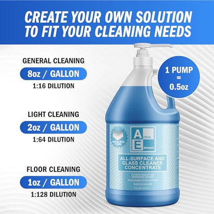 All Surface and Glass Cleaner Concentrate- Makes 256 Gallons of Powerful All Purpose Cleaner Bulk - Floor Cleaner Concentrate - All Purpose Cleaner Concentrate - size: 1 Gallon (Pack of 4)