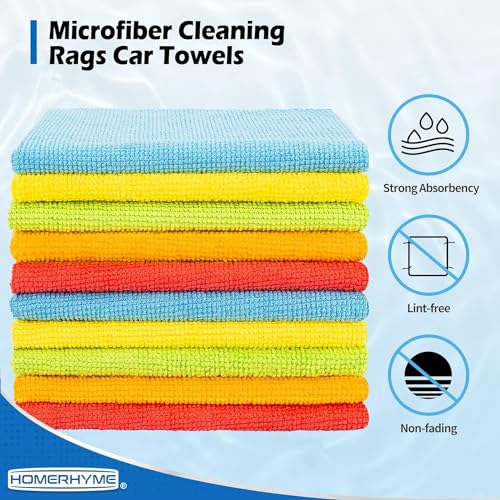 Shop Towels Rags, 1200 Pack Microfiber Cleaning Cloth Bulk Absorbent Lint-Free, All-Purpose Microfiber Towel Cleaning Rags for Commercial, Industries, Garage & Housekeeping 11.5"*11.5" - color: Assorted, size: 1200 Pack