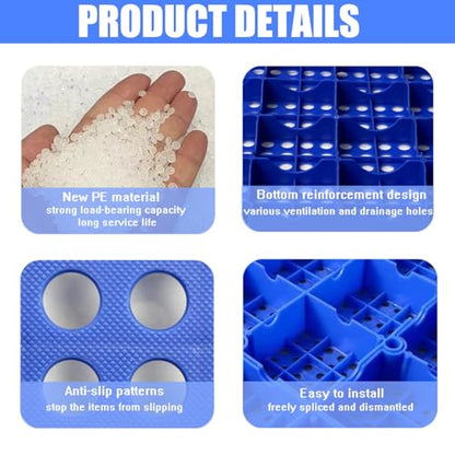 Plastic Pallets, Plastic Pallets for Basement Storage, Nestable Lightweight Waterproof for Basement Garage Supermarket (4)