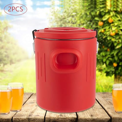 2Pcs Insulated Beverage Dispenser, 3.57Gal Stainless Steel Thermal Hot Cold Drink Beverage Dispenser, 24 Hours Portable Outdoors Water Cooler Jug for Coffee Milk Water Juice(No Spigot)