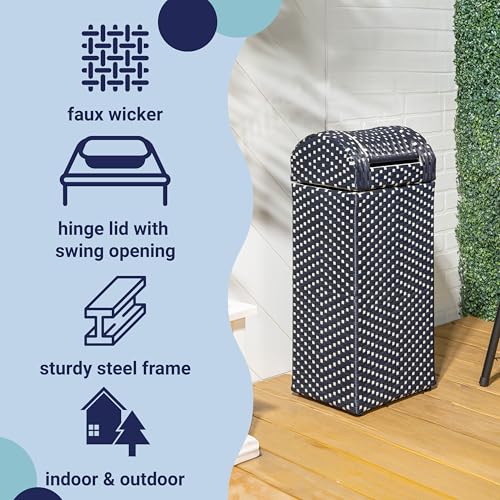 happimess Darla 13 Gal Outdoor Trash Can Swing Top, Navy/White - color: Navy/White, size: 13 Gallons