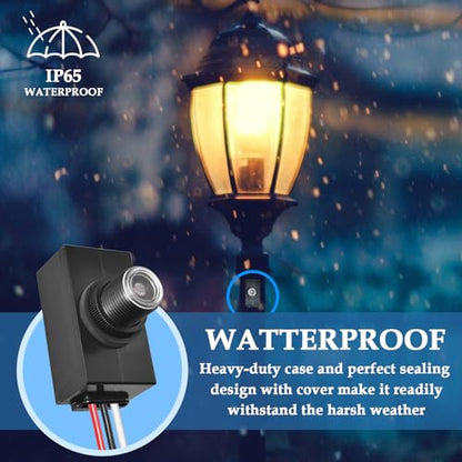 2Pcs Hard-Wired Post Eye Light Control Sensor, 100-277V Auto On/Off