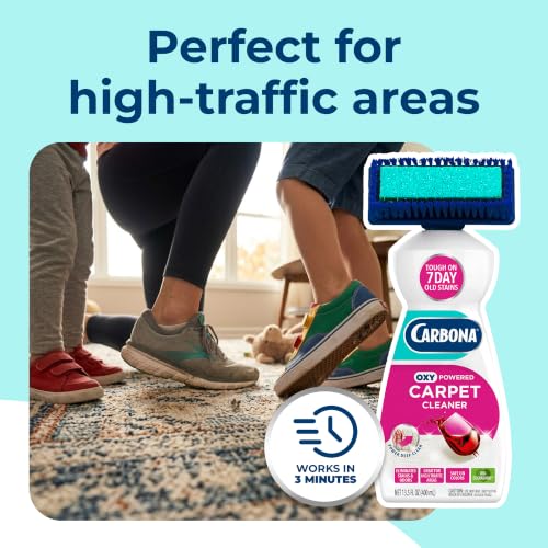 Carbona 2-in-1 Oxy-Powered Carpet Cleaner (13.5 Fl Oz), Spot Cleaner with Dual Sponge & Bristle Applicator for Targeted Cleaning, Fast Formula - size: 13.5 Fl Oz