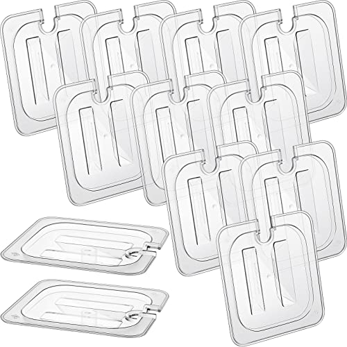 12 Pcs 1/6 Size Food Pan Lids with Handle Polycarbonate Clear Food Pan Lids