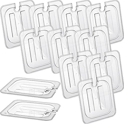 12 Pcs 1/6 Size Food Pan Lids with Handle Polycarbonate Clear Food Pan Lids