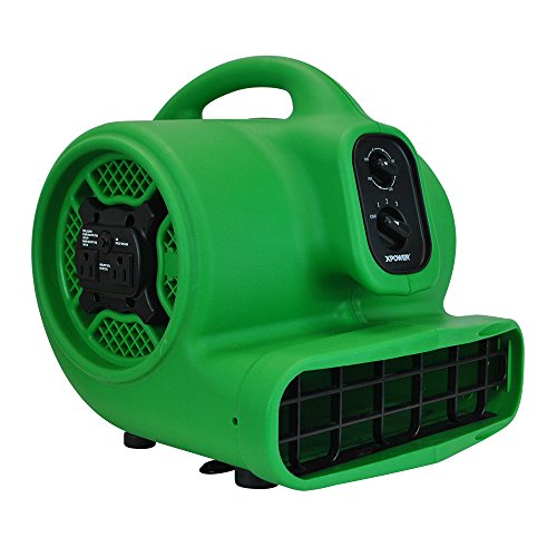 XPOWER P-430AT Pro 1/3 HP 2000 CFM Centrifugal Air Mover, Carpet Dryer, Floor Fan, Blower, Daisy Chain, for Water Damage Restoration, Janitorial, Plumbing, Home Use - color: Green, style: Pro P-430AT