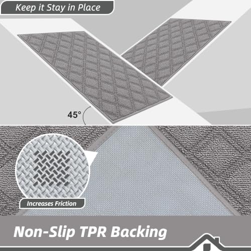 BEQHAUSE Dirt Trapper Door Mat 20" x 32" Non-Slip Washable, Grey - color: Grey, size: 20" X 32" (Rectangular)