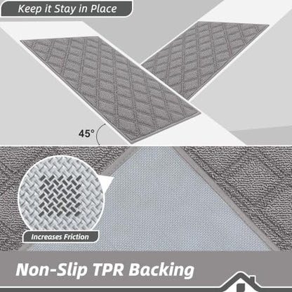 BEQHAUSE Dirt Trapper Door Mat 24" x 36" Non-Slip Washable, Grey - color: Grey, size: 24" X 36" (Rectangular)