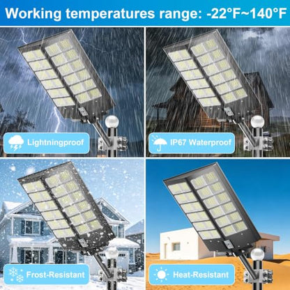 Solar Street Lights Outdoor Waterproof 9000W LED Solar Power Street Light Dusk to Dawn with Mention Sensor Flood Light Large Outdoor Solar Lights for Yard, Entryway Garage - size: L--1PC