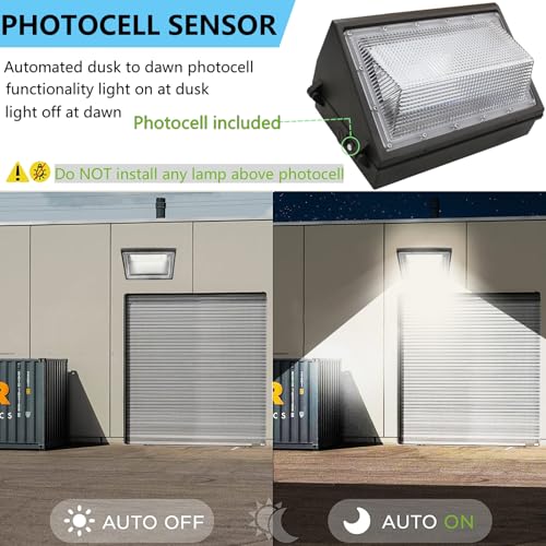 4PACK Dusk to Dawn 100W LED Wall Pack Light Fixture, 13000LM 400-600W HPS/HID Equivalent, 5000K Daylight Commerical/Industrial Outdoor Security Lighting, ETL for Parking Lot,Warehouse,Entrance - size: 100W