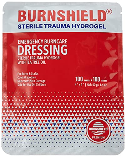 Burnshield Burn Dressing 4" x 4" – Sterile Hydrogel Trauma Pad for Minor Burns, Scalds & Sunburn – Single Use First Aid Treatment