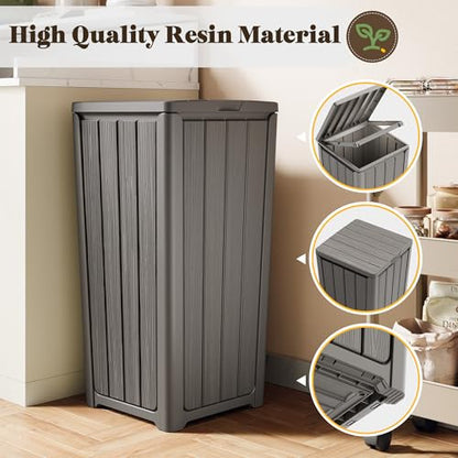 Fancyango Resin Outdoor Trash Can with Lid, 30 Gallon, Gray - color: Grey, size: 30 Gallon