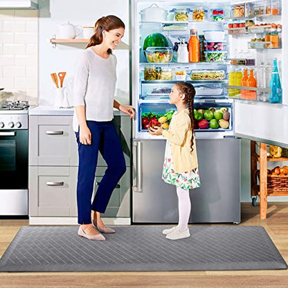 HappyTrends Kitchen Floor Mat - 4/5 Inch Thick Anti-Fatigue Kitchen Rug - color: Grey, size: 60"L x 17.3"W x 0.8"Th