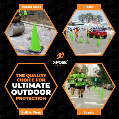 Xpose Safety 28” Lime Green Traffic Cone - 6 Pack - color: Lime, size: 28" 7lb. Cone