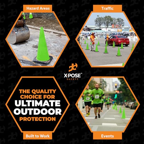 Xpose Safety 28” Lime Green Traffic Cone - 6 Pack - color: Lime, size: 28" 7lb. Cone