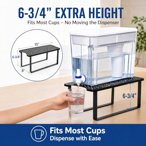 Jucoan Water Filter Dispenser Stand for Countertop, Metal Water Dispenser Holder, 15 x 8 x 6.75 Inch Rectangular Drink Beverage Dispenser Stand for Home Kitchen Party Beverage Station, Stand Only