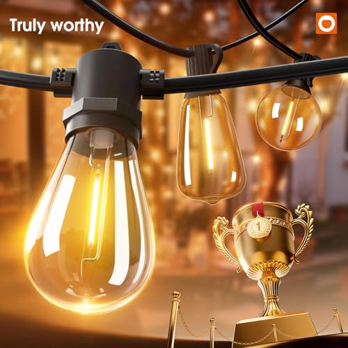 addlon 200FT LED Outdoor String Lights, Waterproof Dimmable Bulbs for Patio - size: 200FT(4-Pack)