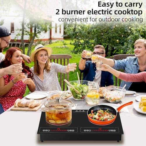 2 Burner Electric Cooktop,110V 2500W Electric Stove Top with Touch Control,9 Heating Level,Timer & Kid Safety 2 burner cooktop. - size: 2 Burner Electric Cooktop
