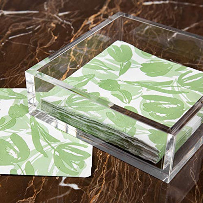 IEEK Acrylic Luncheon Napkin Holder,Decorative Napkin Tray for Dining Table and Kitchen,Clear Flat Napkin Holders Tissue Dispenser,7.1 x 7.1 x 2.6 inches - size: 7.1 x 7.1 x 2.6 Inch Luncheon Napkin Holder