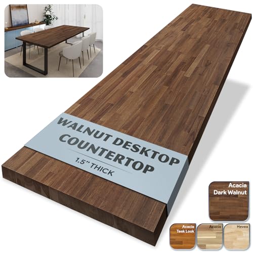Howizz Walnut Butcher Block Countertop 60 x 30 x 1.5 Inches - Solid Wood Table Top for Desk Top, Dining Table, Workbench Top - color: Acacia - Finger Joint - Walnut - Finished, size: 60"L x 30"W x 1.5"Th
