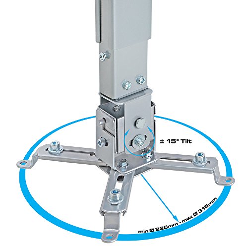 Cmple - Universal Adjustable Projector Ceiling Mount, Projector Bracket with Extendable Length for LCD/DLP Projectors - Max 44lbs (Silver) - color: Long - 12.5Inch