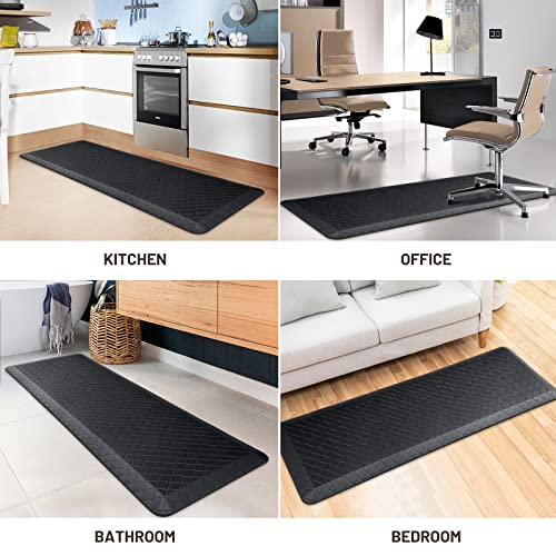 HappyTrends Kitchen Floor Mat - 4/5 Inch Thick Anti-Fatigue Kitchen Rug - color: Black, size: 60"L x 17.3"W x 0.8"Th