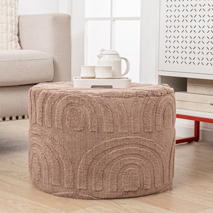 Asuprui Plush Ottoman Footrest, Pouf Footstool,20"x14", Light Coffee - color: Light Coffee, size: 20"D x 20"W x 14"H