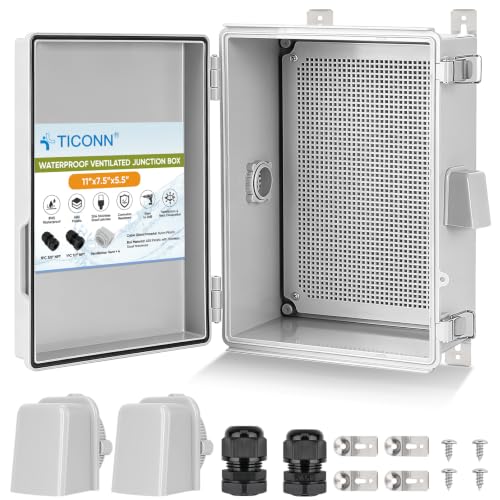 TICONN Outdoor Electrical Box with Ventilation Holes, IP65 Junction Box - color: Off-white, size: 11"x7.5"x5.5"
