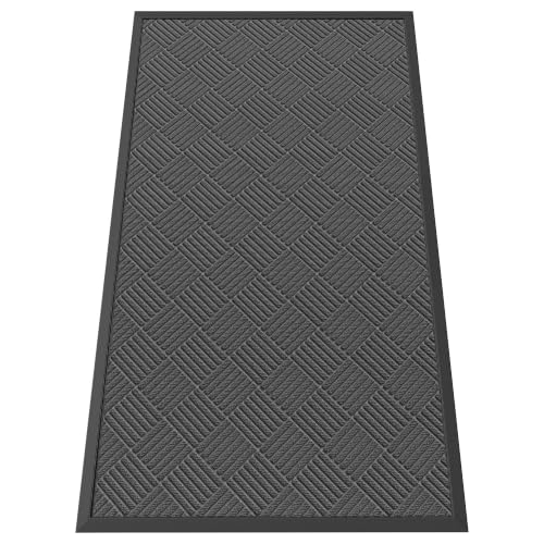 Indoor Outdoor Door Mat, 5' x 3' Doormat for Entryway, Gray - color: Grey Diamond, size: 3' x 5' (Rectangular)