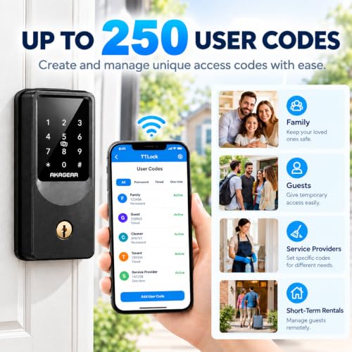 AkaGear Keyless Entry Door Lock, Smart Lock with WiFi Keypad Deadbolt