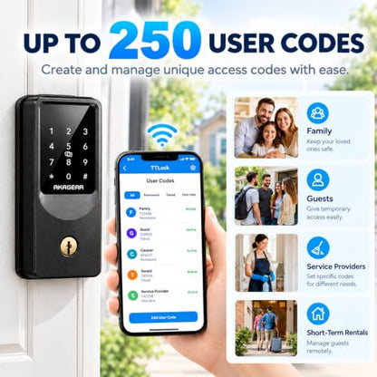 AkaGear Keyless Entry Door Lock, Smart Lock with WiFi Keypad Deadbolt