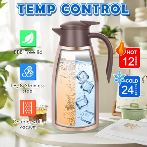 68oz Coffee Carafe Insulated, Airpot Thermal Coffee Carafes for Keeping Hot - color: Champagne Gold