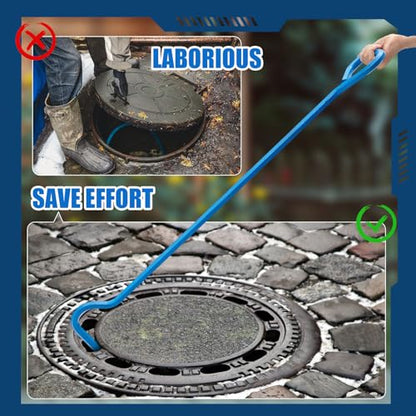 Therwen 2 Pcs 36 Inch Manhole Cover Hook Tool, 5/8" Hex Alloy Steel, Blue - color: Blue, size: 36 Inch