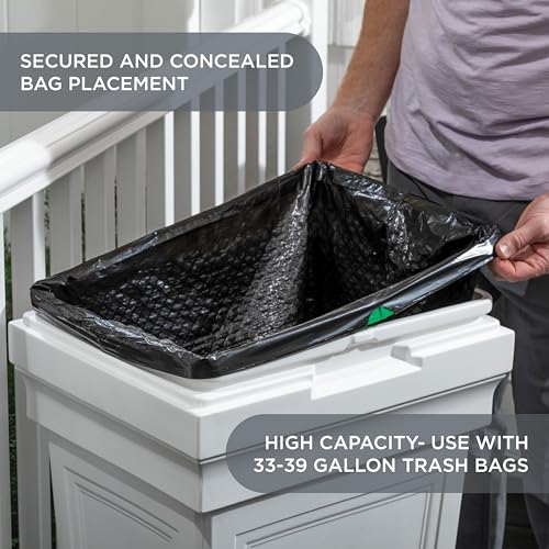 Step2 Atherton Large Garbage Container, Indoor/Outdoor Trash Can with Lid, Weather Resistant, Made of Durable Plastic, Weather-Resistant, Classic White - color: Classic White