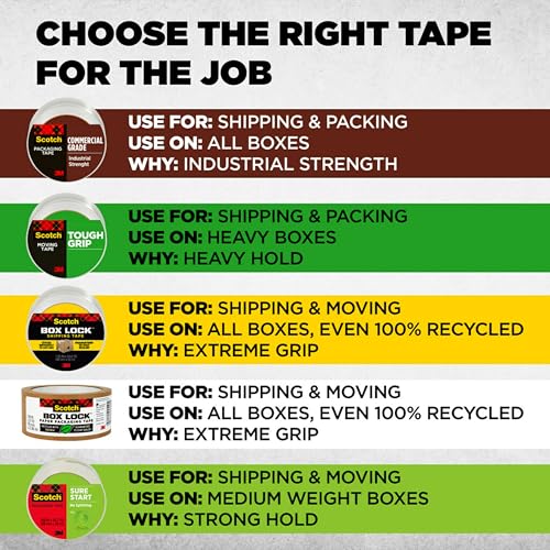 Scotch Commercial Grade Shipping Packaging Tape, 1.88" x 54.6 yd, Designed for Packing, Shipping and Mailing, Guaranteed to Stay Sealed, 3" Core, Clear, 4 Rolls (3750-4RD)