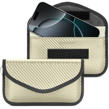 TICONN 2PK Faraday Bag for Car Key Fob, Anti-Theft NFC RFID Blocking Pouch - color: Beige, size: Large