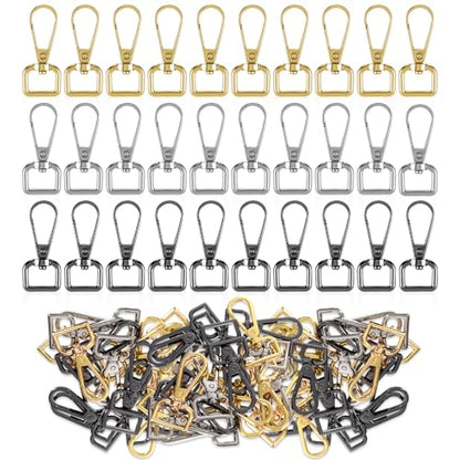 30 Pcs Metal D Ring Swivel Lobster Claw Clasp Snap Hooks Purse Hardware - color: Mixed Colors, size: 1/2 Inch
