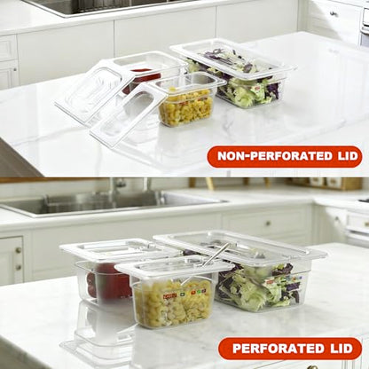 6-Pack Clear Polycarbonate Handled Lids for 1/6 Size NSF Food Pans - color: 1/6 Size, size: Handled Lids