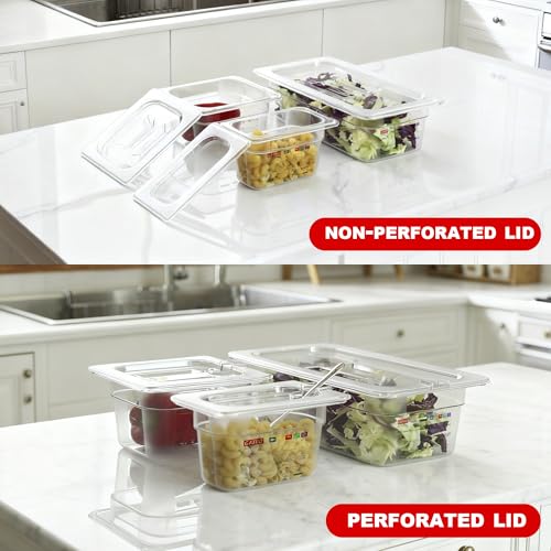 6-Pack Clear Polycarbonate Handled & Notched Lids for 1/4 Size NSF Food Pans - color: 1/4 Size, size: Handled & Notched Lids