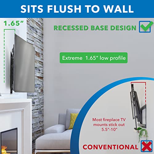 Mount-It! Motorized Fireplace TV Wall Mount, Electric TV Mount with Height Adjustable Drop Down Arms for Mantel Installation, Fits 65, 70, 75, 80 Inch Screens